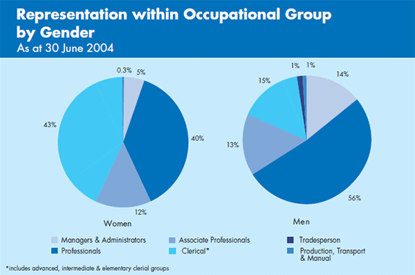 Graph: Representation within Occupational Group by Gender