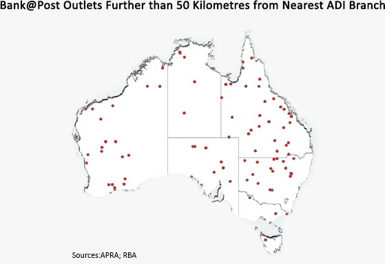 Figure A1: Bank@Post Outlets Further than 50 Kilometres from Nearest ADI Branch