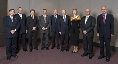 Photograph: Members of the Reserve Bank Board attending the June 2008 Board meeting at the Bankâ€™s Head Office in Sydney. From left to right, Donald McGauchie, Ken Henry (Secretary to the Treasury), Warwick McKibbin, Graham Kraehe, Ric Battellino (Deputy Governor), Glenn Stevens (Governor and Chairman), Jillian Broadbent, Roger Corbett and John Akehurst.