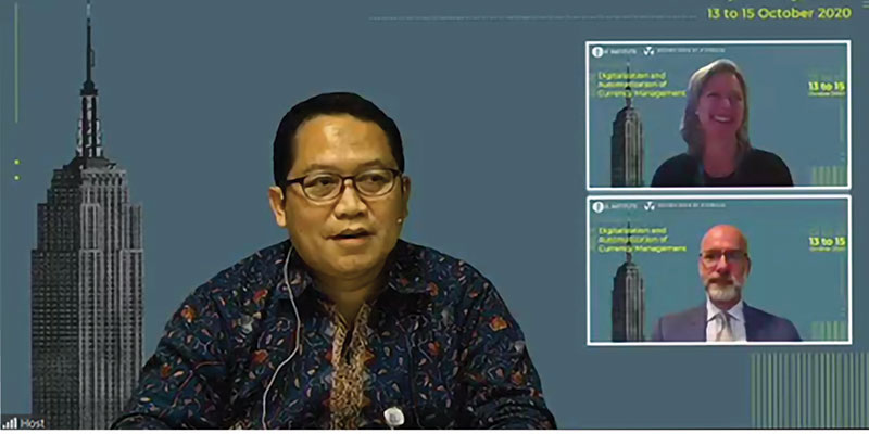 RBA participants (inset) presenting ‘Digitalization and Automatization of Currency Management’ seminar to Bank Indonesia colleagues, October 2020. Source: Bank Indonesia Institute